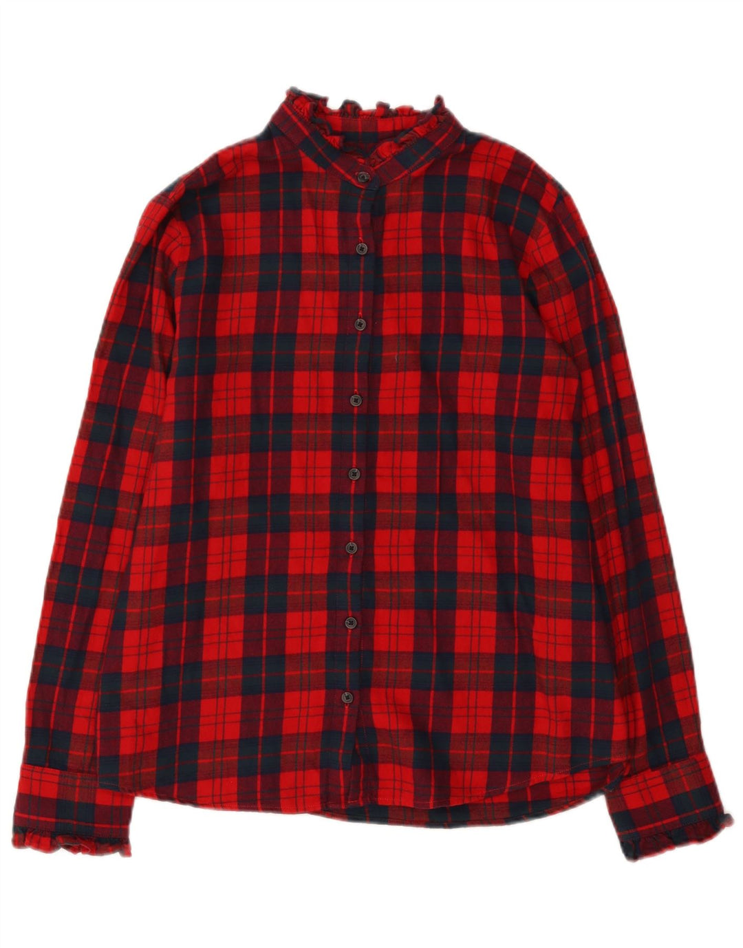 Lands End Damen Flanellhemd UK 14 Mittelrot karierte Baumwolle