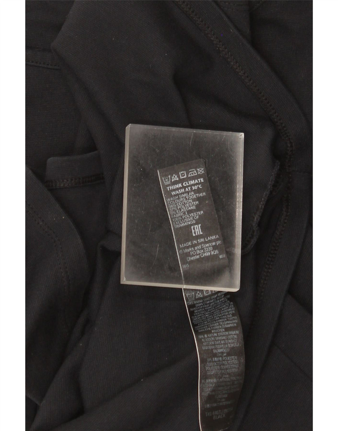 Marks & Spencer Damen-Tunika-Oberteil mit 3/4-Ärmeln, UK-Größe 12, mittelschwarz, Baumwolle