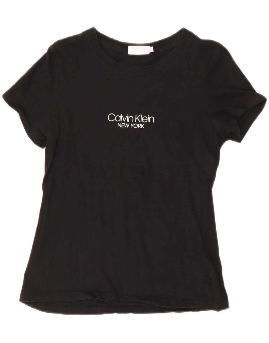 CALVIN KLEIN Damen Grafik T-Shirt Top UK 12 Medium Schwarz Baumwolle