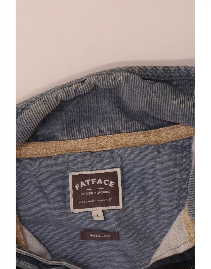 Fat Face Herren-Sweatshirt mit Reißverschluss am Hals, groß, aus grauer Baumwolle