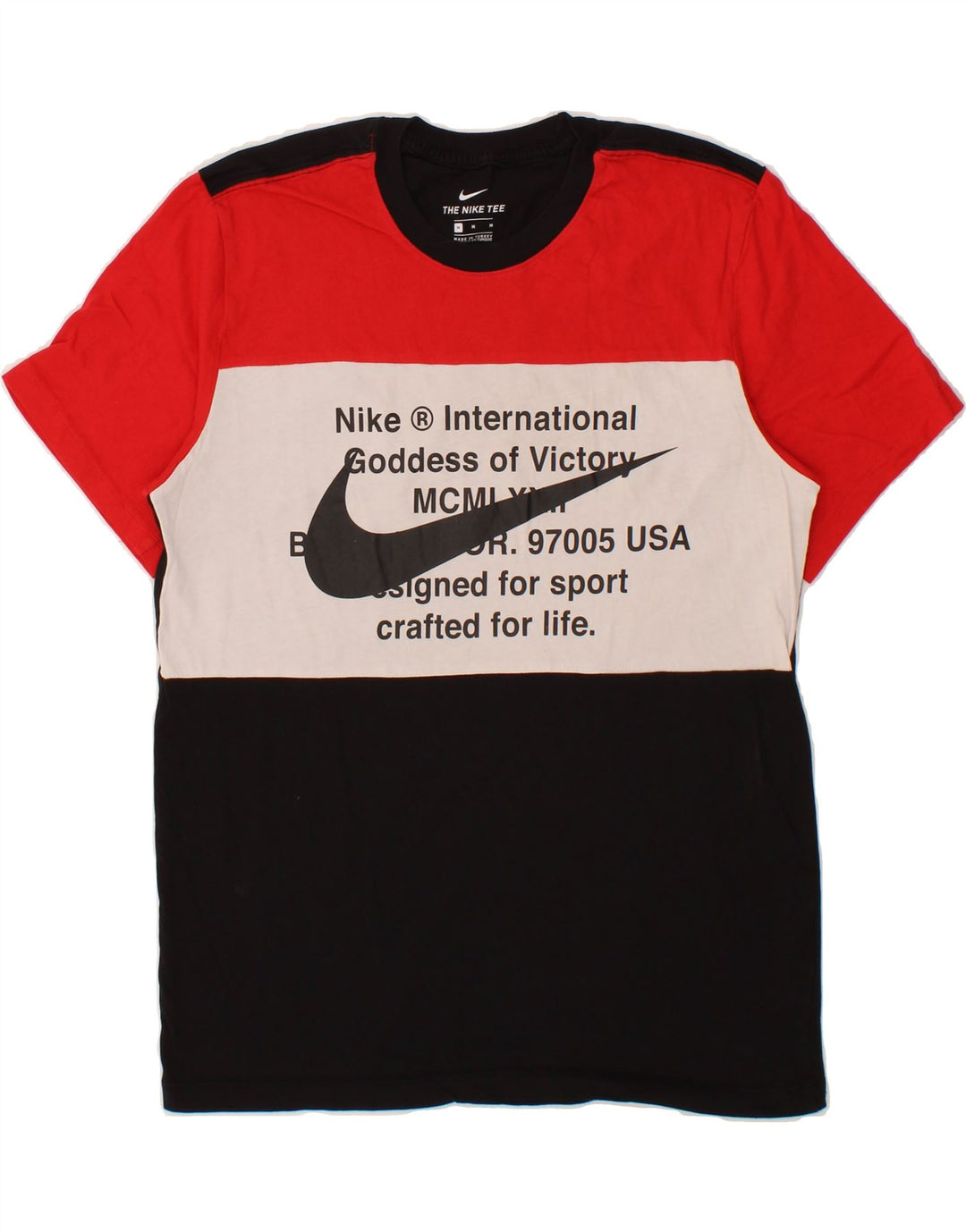 NIKE Herren-T-Shirt mit Grafik, Mittelschwarz, Colourblock-Baumwolle