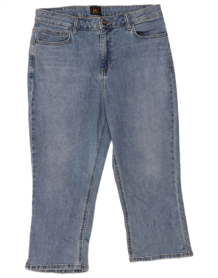 Lee Damen Capri-Jeans mit hohem Bund, US 14, Größe L, W32, L20, blaue Baumwolle
