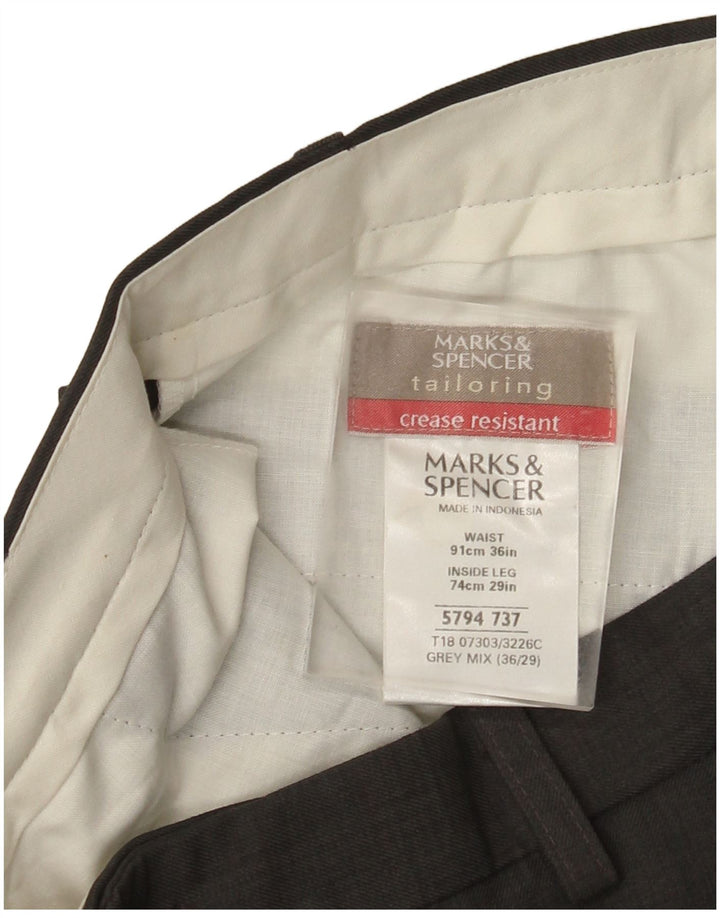 Marks & Spencer Herren-Anzughose mit Pegged-Anzug, W36, L29, graues Polyester