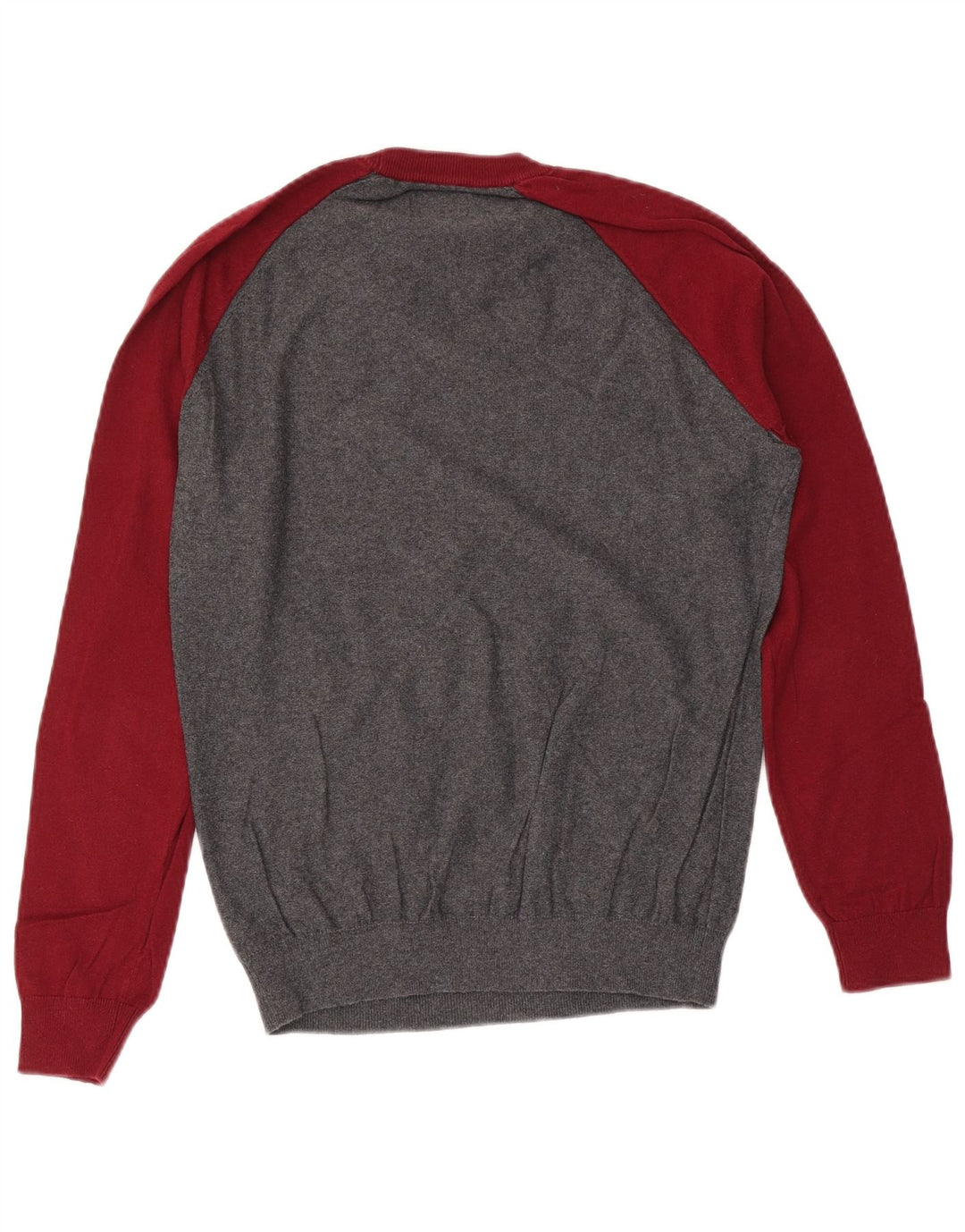 Jack Wills Herren-Pullover mit Rundhalsausschnitt aus mittelgrauer Colourblock-Baumwolle
