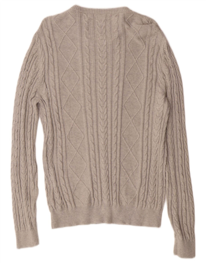 Jack Wills Herren-Pullover mit Rundhalsausschnitt, Mittelgrau, Baumwolle, klassisch