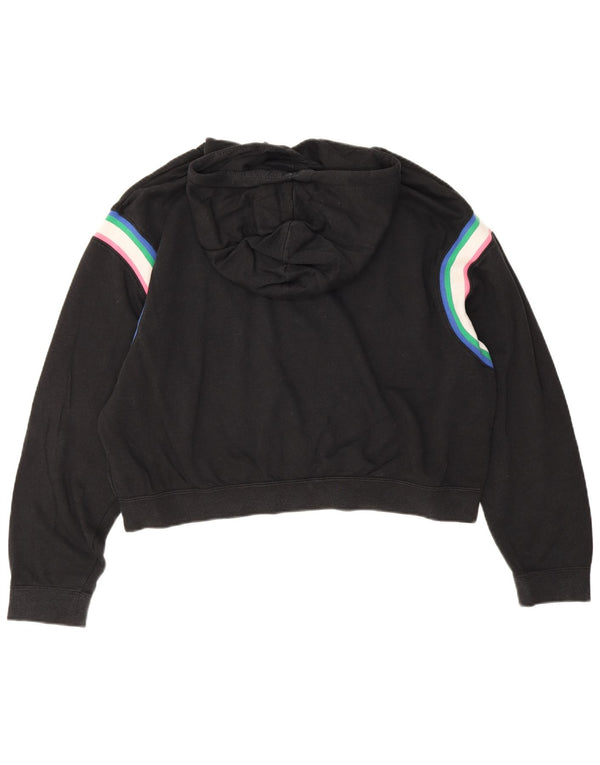 Nike Womens Crop Graphic Oversized Hoodie Pullover UK 16 Large Schwarz gestreift