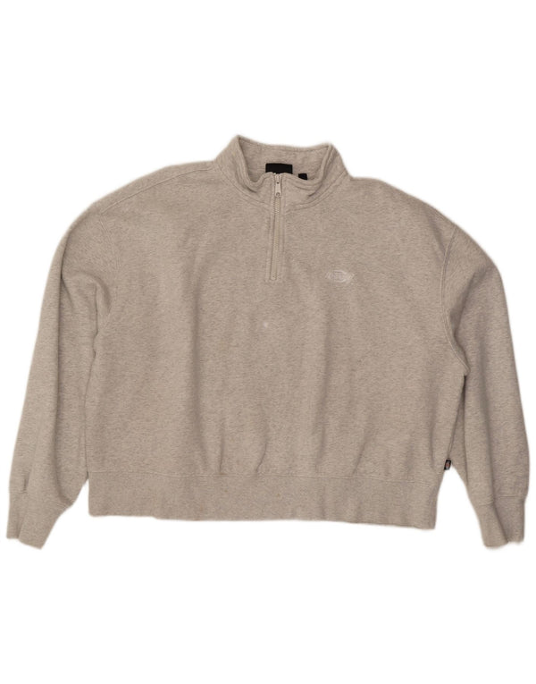 DICKIES Damen-Sweatshirt in Übergröße mit Reißverschluss am Hals, UK 18, XL, graue Baumwolle