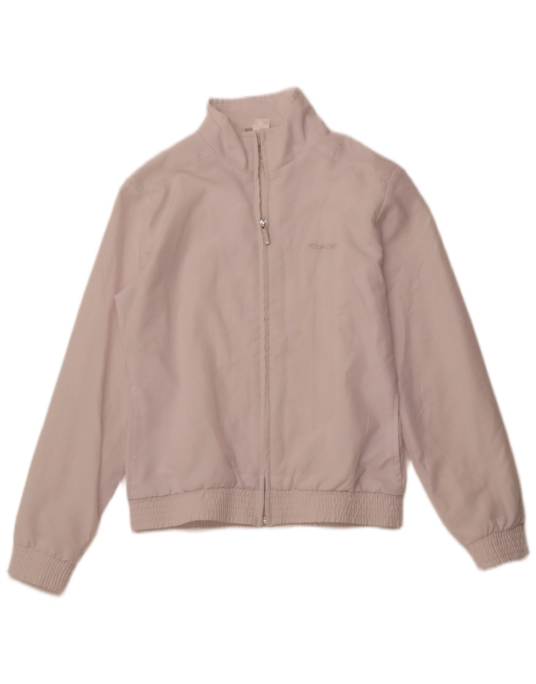 REEBOK Damen-Trainingsanzug-Oberteiljacke UK 12 Mittelweißes Polyester