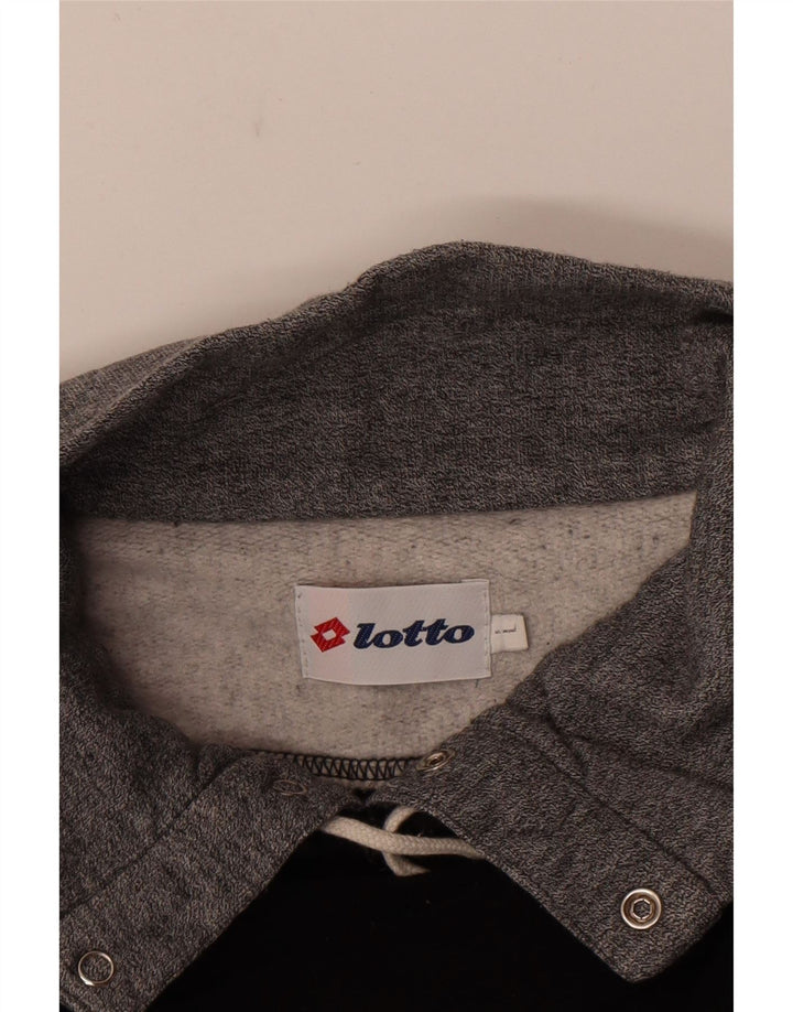 Lotto Herren-Sweatshirt mit grafischem Knopfkragen, groß, Schwarz, Farbblock