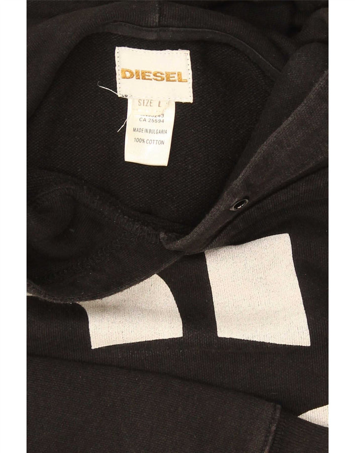 Diesel Herren Graphic Hoodie Pullover Große schwarze Baumwolle