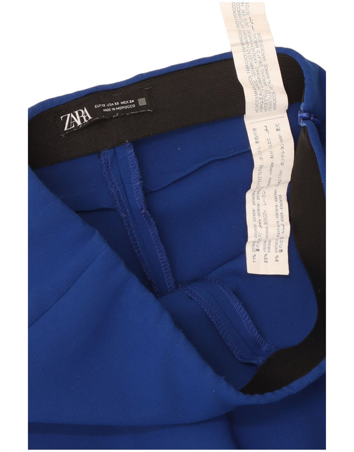 Zara Damen Bootcut Freizeithose XS W24 L26 Blau Polyester
