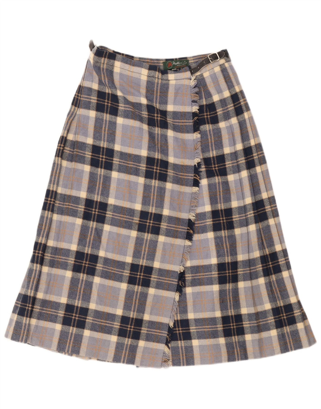 Highland Damen Wickelrock EU 38 Medium W28 Marineblau karierte Wolle