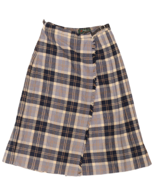 Highland Damen Wickelrock EU 38 Medium W28 Marineblau karierte Wolle