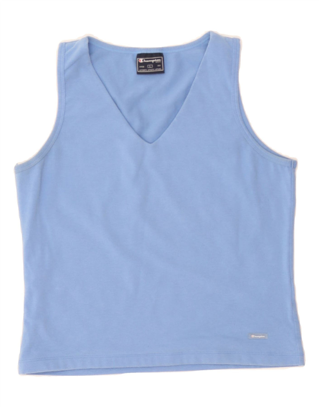 CHAMPION Womens Vest Top UK 14 Large Blue Cotton Vintage Champion and Second-Hand Champion from Messina Hembry 