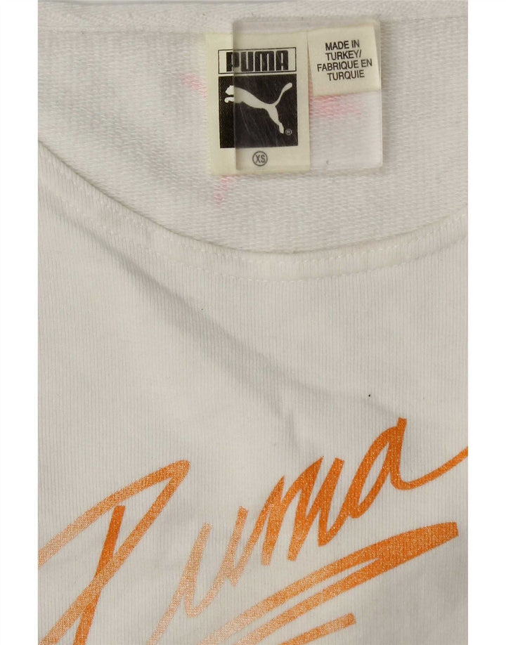 Puma Damen Graphic Sweatshirt Pullover UK 6 XS Weiß