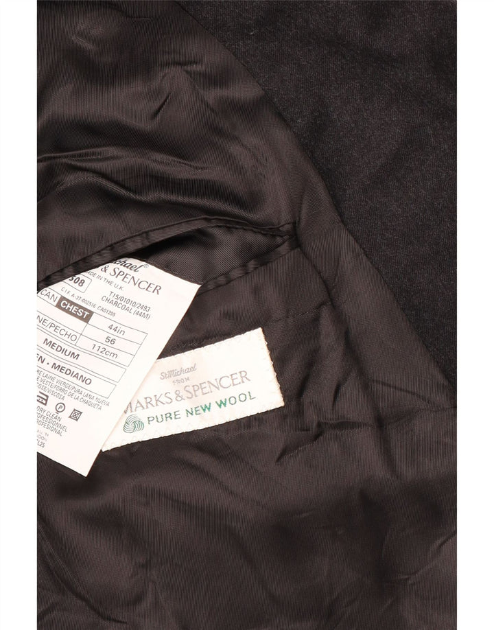 Marks & Spencer Herren Zweireihiger Blazer Jacke UK 44 XL Graue Schurwolle
