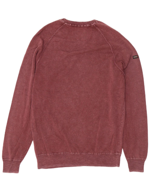 Superdry Herren-Sweatshirt-Pullover, groß, Burgunderrot, Baumwolle