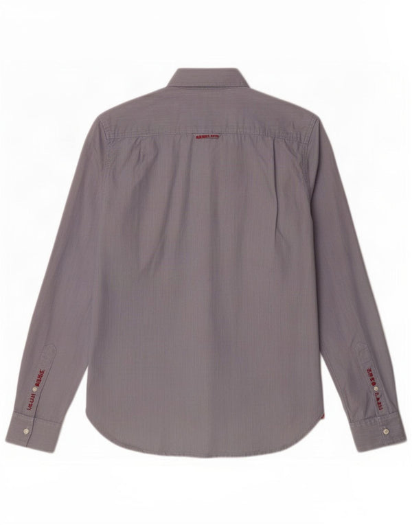 Superdry Mens Shirt Small Blue Pinstripe Cotton