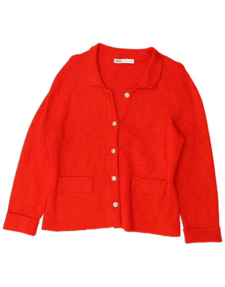 Zara Damen-Cardigan-Pullover UK 16 Große rote Viskose