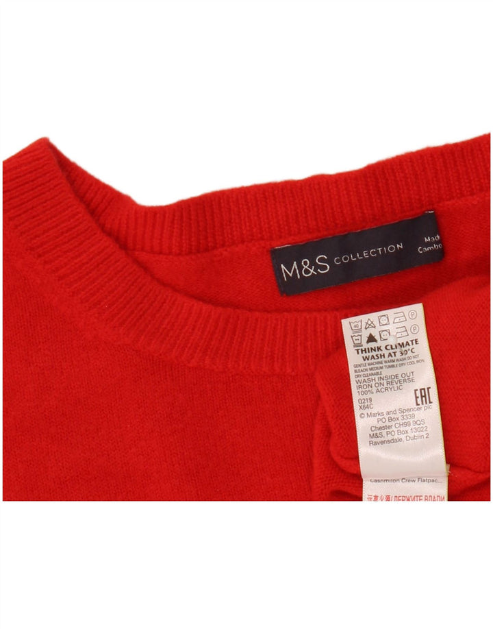 Marks & Spencer Damen Crop Pullover mit Rundhalsausschnitt, UK 12, Mittelrot