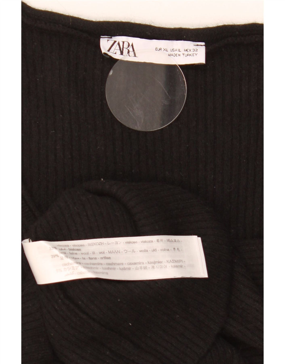 Zara Damen Top Langarm UK 18 XL Schwarz Viskose