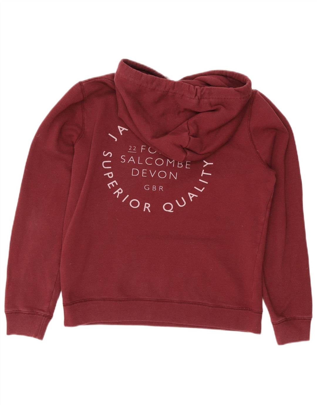 JACK WILLS Damen-Kapuzenpullover mit Grafik, UK 12, mittlere Burgunderrote Baumwolle