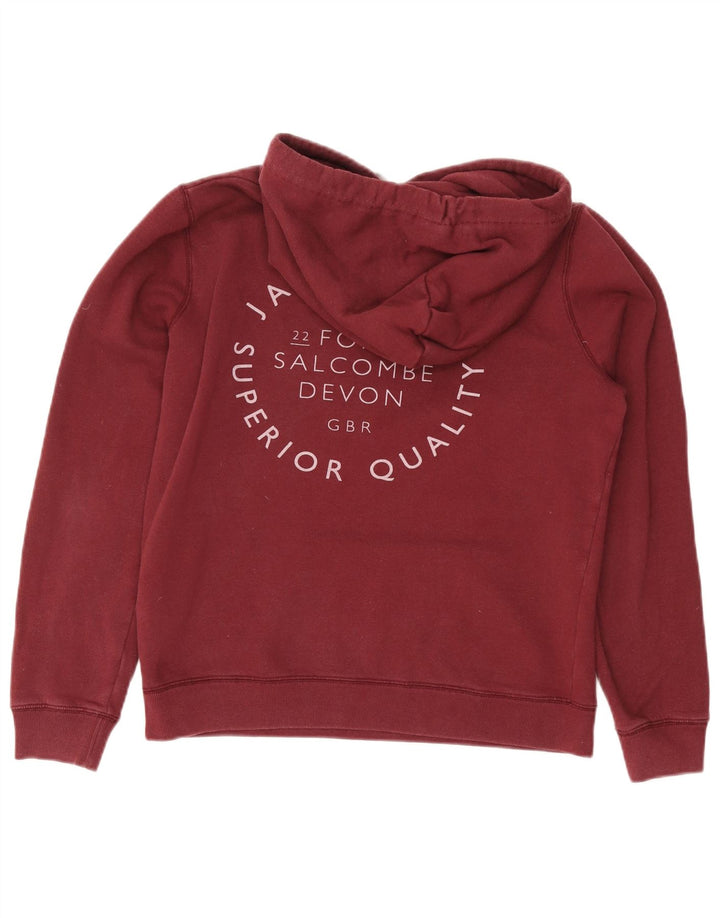 JACK WILLS Damen-Kapuzenpullover mit Grafik, UK 12, mittlere Burgunderrote Baumwolle