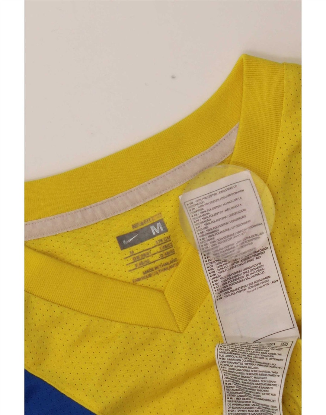 Nike Herren-T-Shirt mit Grafik, UK 39/41, mittelgelbes Farbblock-Polyester