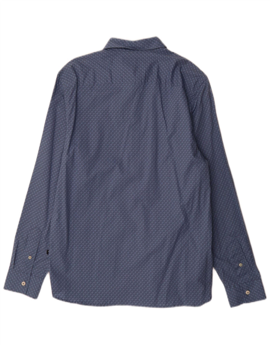 Ted Baker Herrenhemd Größe 3 Mittelblaue Hahnentritt-Baumwolle
