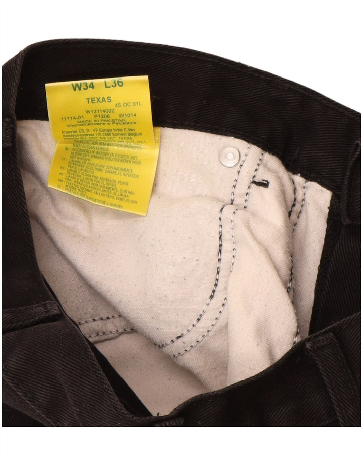 WRANGLER Herren Texas Straight Jeans W34 L32 Schwarze Baumwolle