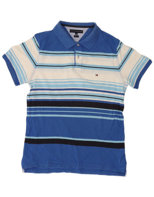Tommy Hilfiger Herren Slim Fit Poloshirt XL blau gestreift aus Baumwolle