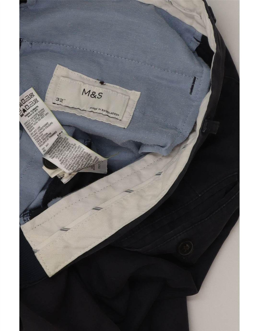 Marks & Spencer Herren-Chinoshorts W32, mittelmarineblaue Baumwolle