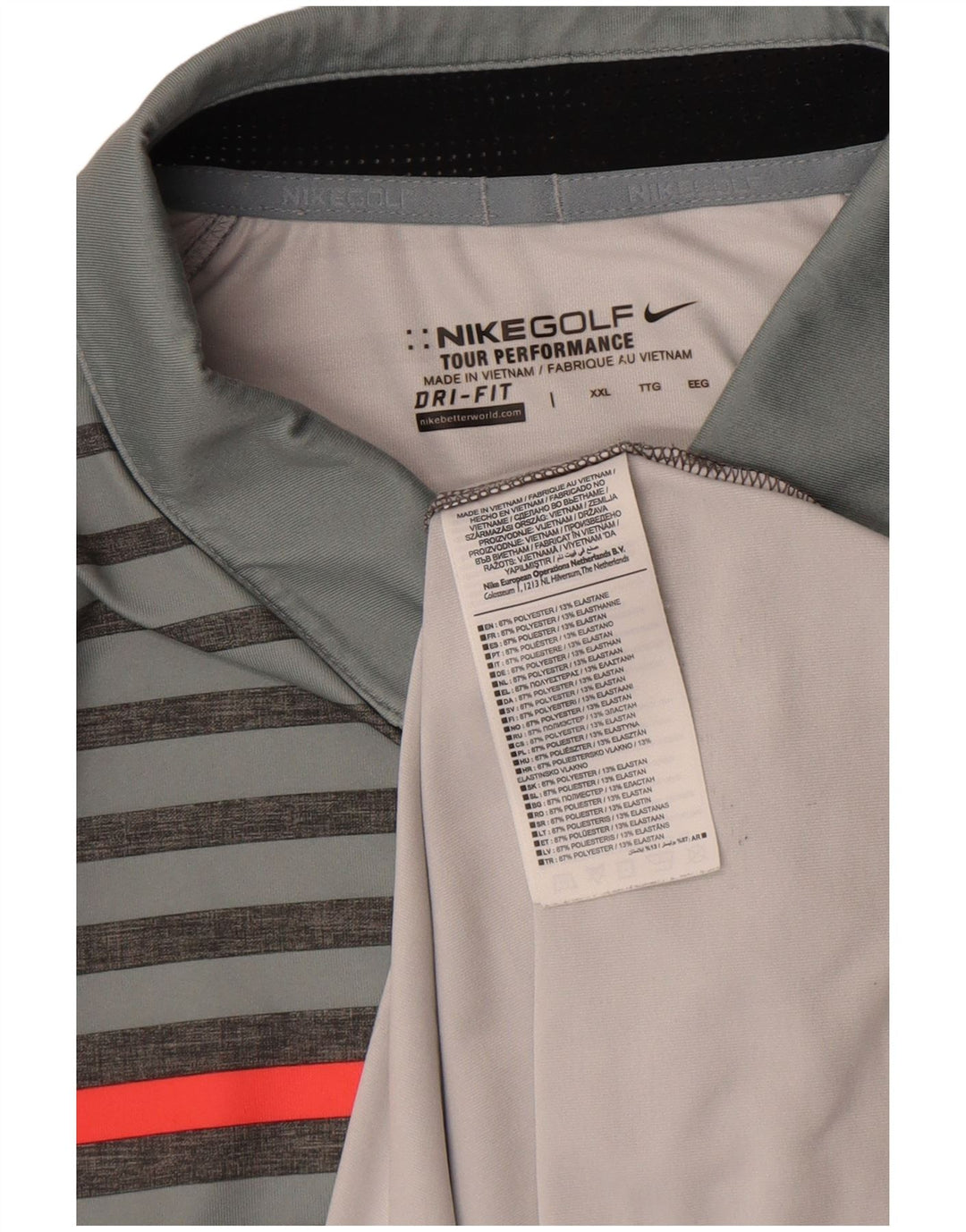 Nike Herren Dri Fit Poloshirt 2XL grau gestreift Polyester