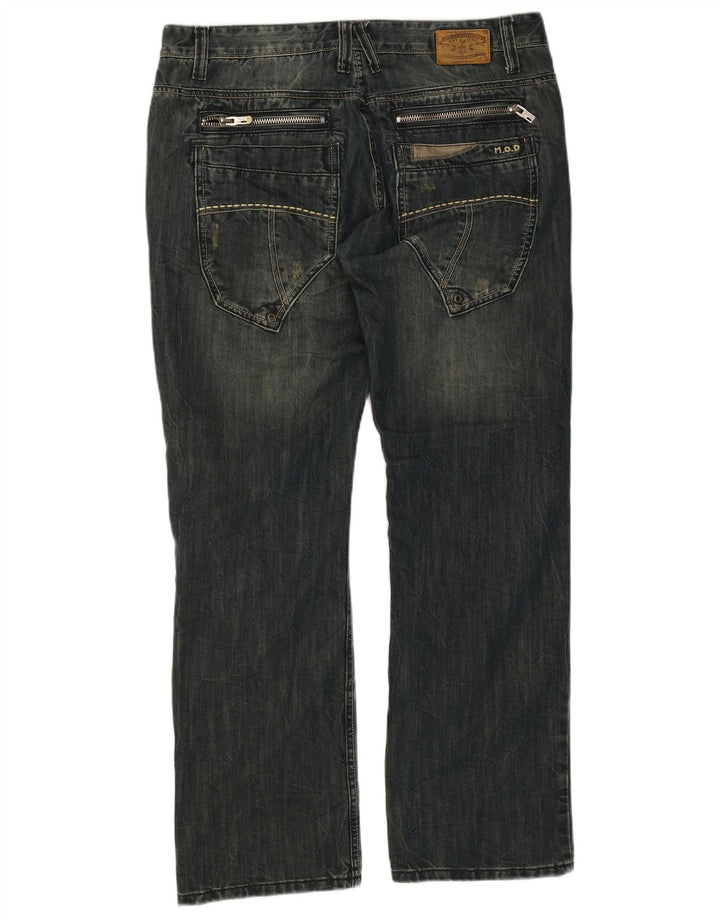 Vintage Herren Cargo Straight Jeans W36 L32 Marineblaue Baumwolle