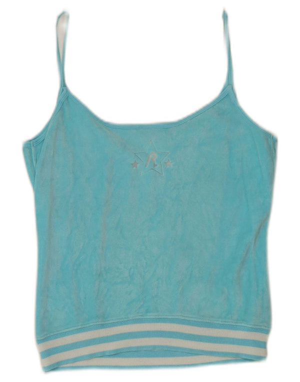 Replay Damen Harlem Crop Graphic Vest Top UK 10 Small Türkis Sport