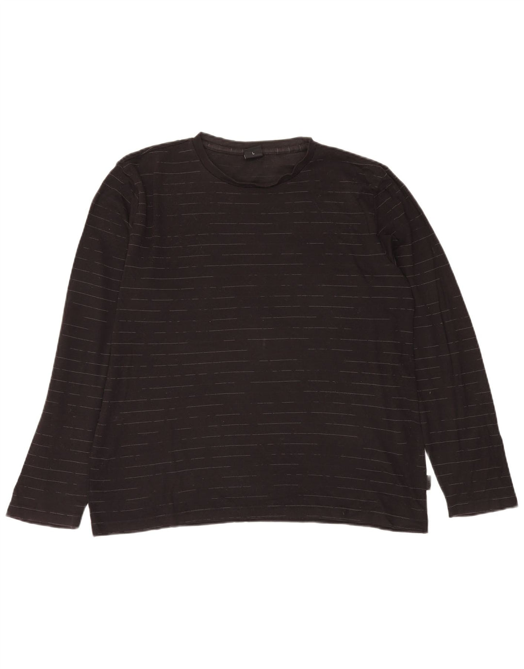HUGO BOSS Herren-Top, langärmelig, groß, schwarze Nadelstreifen-Baumwolle