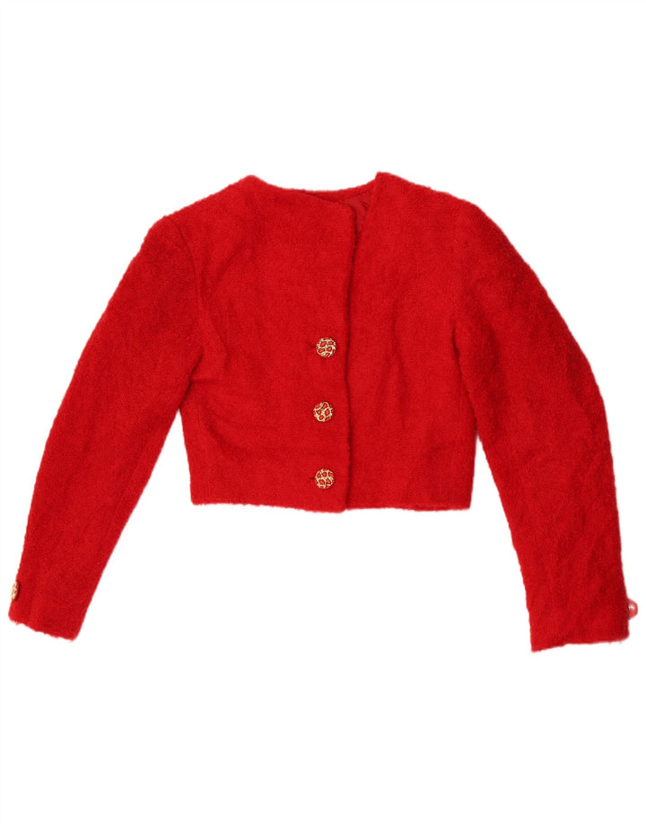 Vintage Damen Bolero Jacke UK 10 Small Rot