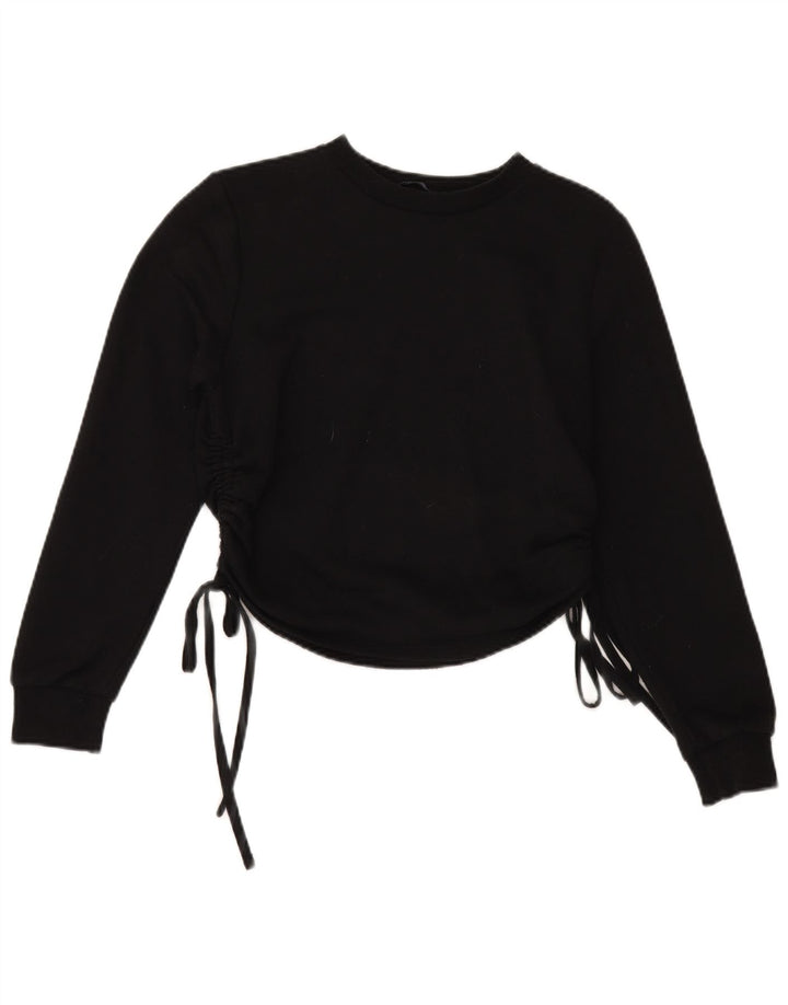 Zara Damen Sweatshirt Pullover UK 10 Small Schwarz Polyester