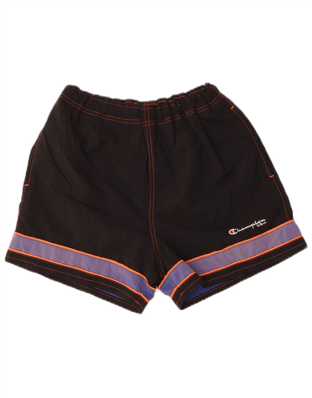 Champion Herren-Sport-Shorts, mittelgroß, Schwarz, Farbblock-Polyester, Sport