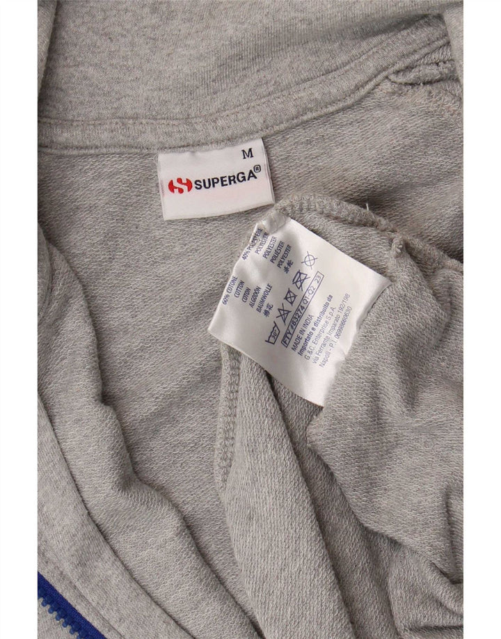 Superga Damen-Trainingsanzug-Top-Jacke, UK 14, mittelgraue Colourblock-Baumwolle