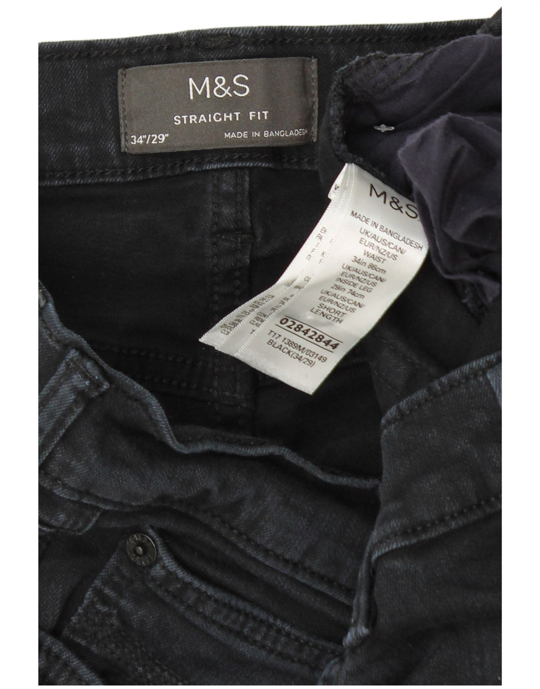 Marks & Spencer Herren Straight Jeans W34 L29 Marineblaue Baumwolle