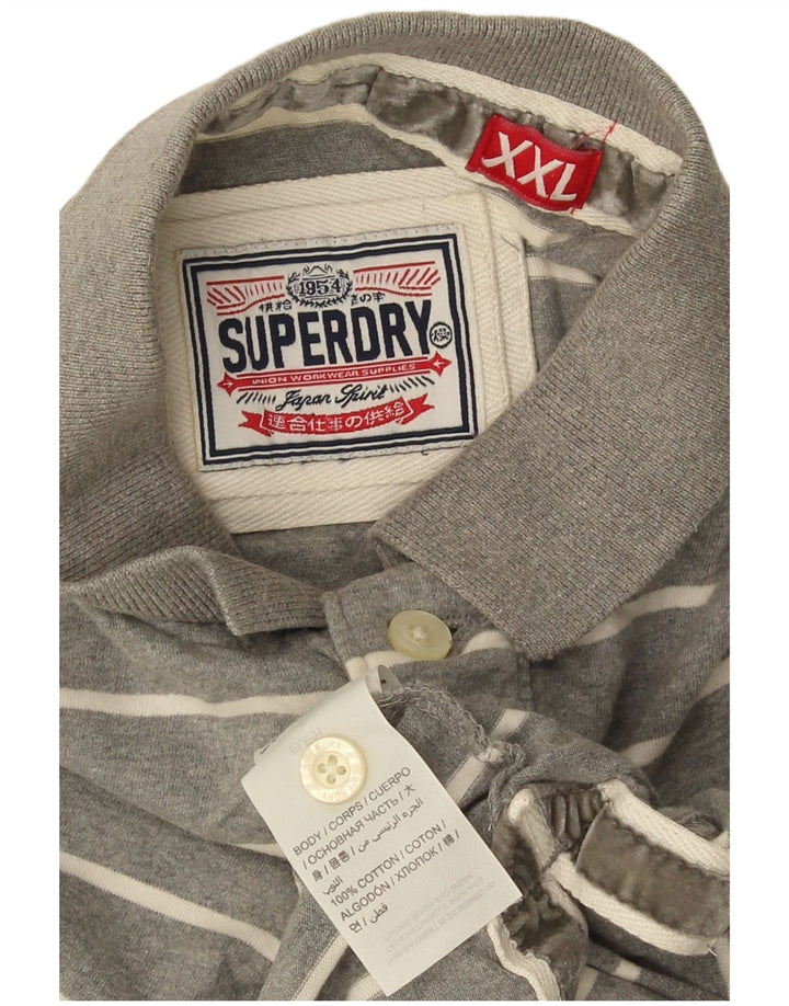 Superdry Herren-Poloshirt 2XL grau gestreift aus Baumwolle