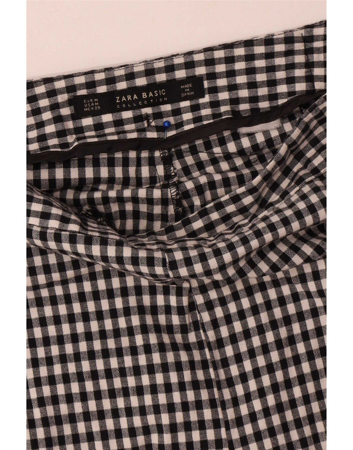 Zara Slim Chino-Hose für Damen, Größe M, W28, L28, Schwarz, Gingham