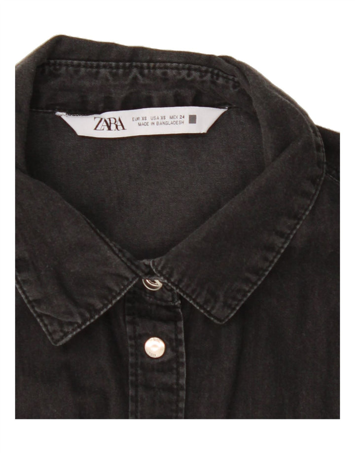 ZARA Womens Denim Shirt UK 6 XS Grey Vintage Zara and Second-Hand Zara from Messina Hembry 