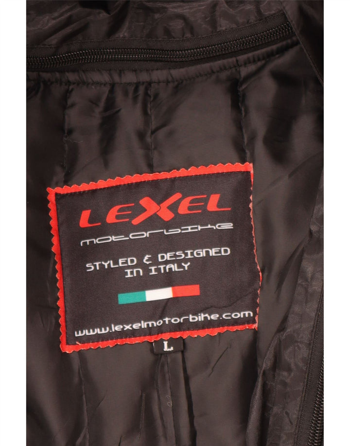 LEXEL Herren Graphic Racer Jacke UK 40 Large Schwarz