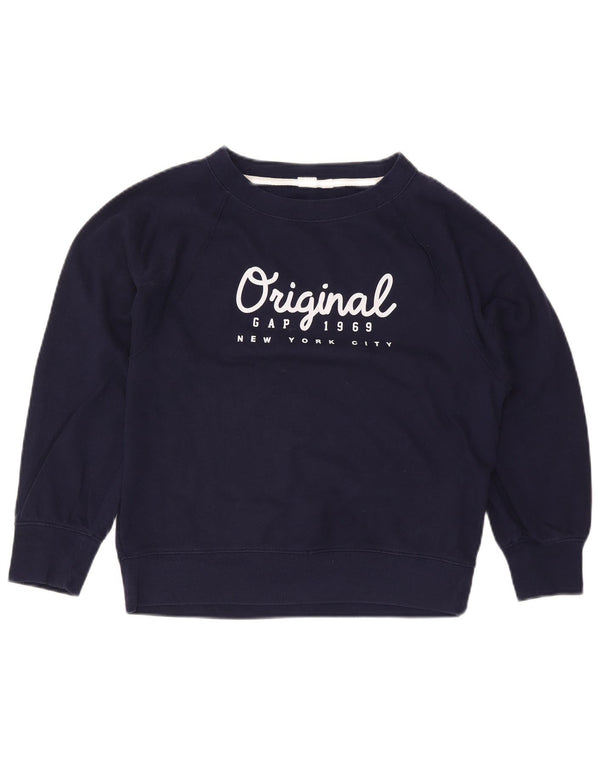 Gap übergroßer Grafik-Sweatshirtpullover für Damen, Gr. 10, Größe S, Marineblau, Baumwolle