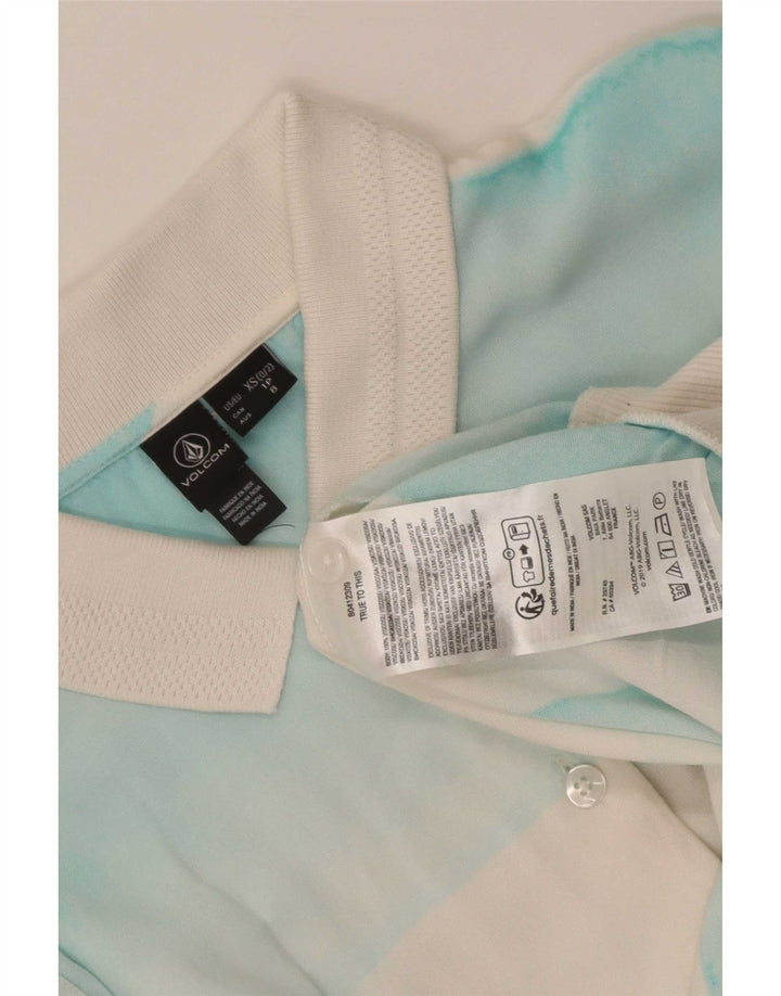 Volcom Damen Kurzarm-Pullover-Hemdbluse UK 6 XS Weißer Farbblock