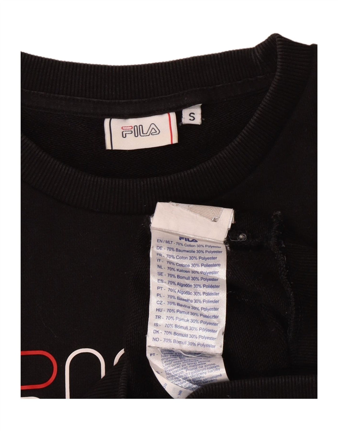 Fila Herren-Sweatshirt mit Grafik, Größe S, schwarze Baumwolle