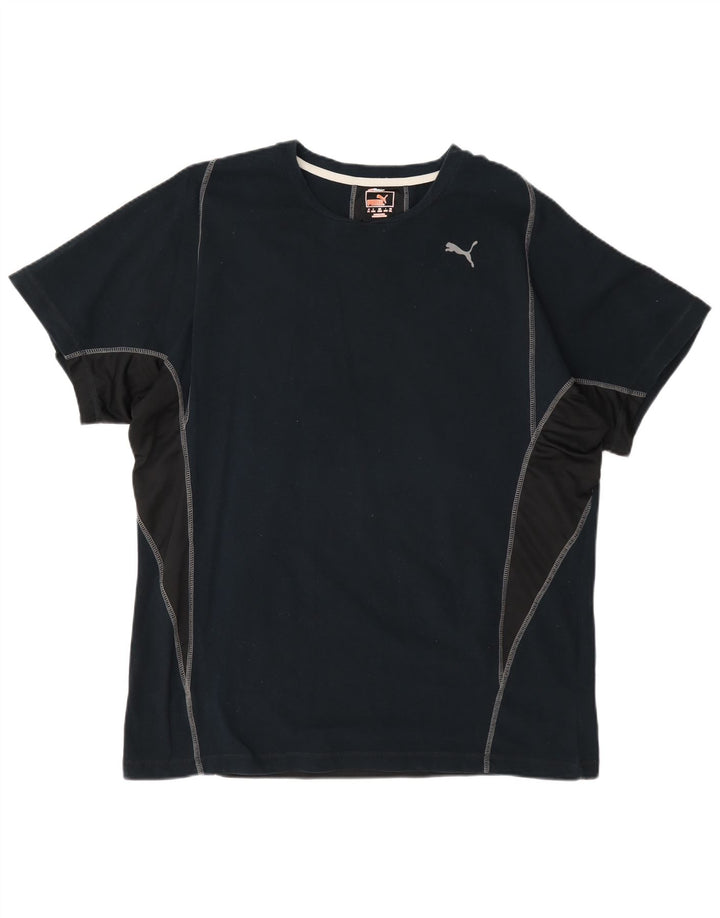 Puma Herren T-Shirt Top XL Marineblau Farbblock