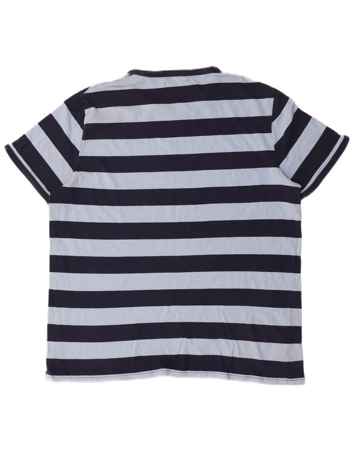 Fred Perry Herren T-Shirt Top XL blau gestreift aus Baumwolle